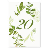 水彩ワイルドグリーン葉テーブル番号20カード テーブルナンバー (正面)