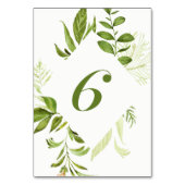 水彩ワイルドグリーン葉テーブル番号6カード テーブルナンバー (裏面)