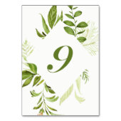 水彩ワイルドグリーン葉テーブル番号9カード テーブルナンバー (裏面)
