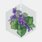 水彩ワイルドバイオレットガーデンフラワーフローラアート ガラスオーナメント (裏面)