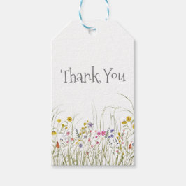 水彩ワイルドフラワーありがとうラベル ギフトタグ