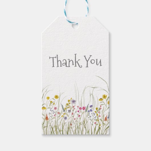 水彩ワイルドフラワーありがとうラベル ギフトタグ (正面)