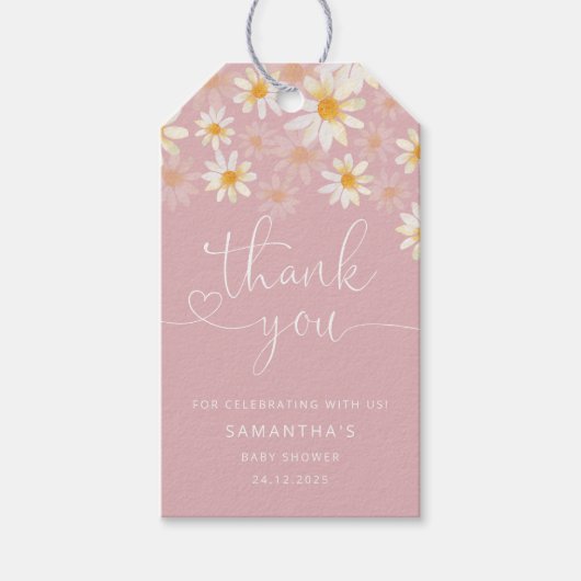 水彩ワイルドフラワーありがとうラベル ギフトタグ (正面)