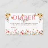 水彩ワイルドフラワーおむつラッフルベビーシャワー エンクロージャーカード (正面)