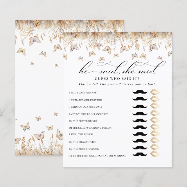 水彩ワイルドフラワーお洒落ブライダルゲーム (正面/裏面)