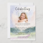 水彩ワイルドフラワーお祝いの写真 招待状 (正面)