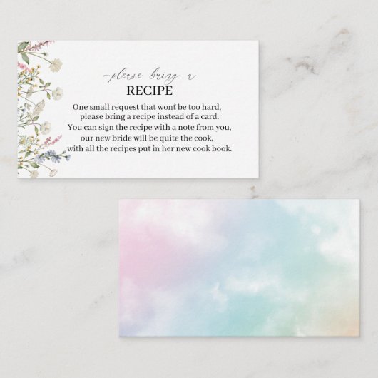 水彩ワイルドフラワーお願いレシピカードb エンクロージャーカード (正面/裏面)