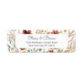 水彩ワイルドフラワーかわいらしフローラ差出人住所 ラベル (正面)