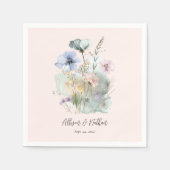 水彩ワイルドフラワーとエレガントなウェディングナプキン スタンダードカクテルナプキン (正面)