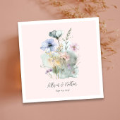 水彩ワイルドフラワーとエレガントなウェディングナプキン スタンダードカクテルナプキン