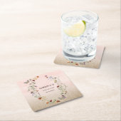 水彩ワイルドフラワーと蝶の赤ちゃんシャワーPa スクエアペーパーコースター (インサイチュ)