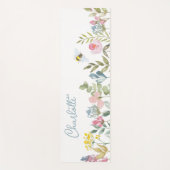 水彩ワイルドフラワーのフローラパーソナライズされた名 ヨガマット (正面)