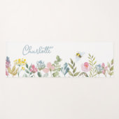 水彩ワイルドフラワーのフローラパーソナライズされた名 ヨガマット (正面(横))