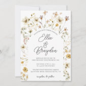 水彩ワイルドフラワーアーチ結婚式招待状 招待状 (正面)