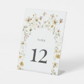水彩ワイルドフラワーアー結婚チのテーブル番号 台座サイン (正面)
