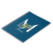 水彩ワイルドフラワーイニシャル青 ノートブック (左側)