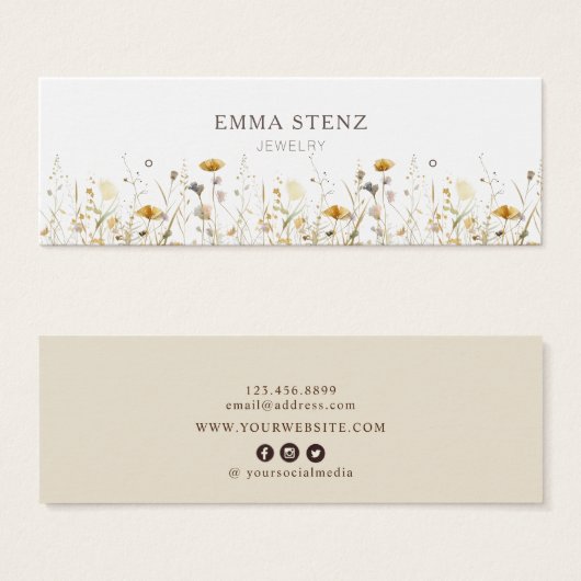 水彩ワイルドフラワーイヤリングバスケスタッド表示 (正面&裏面)