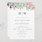 水彩ワイルドフラワーイラストレーション結婚ズ 招待状 (正面/裏面)