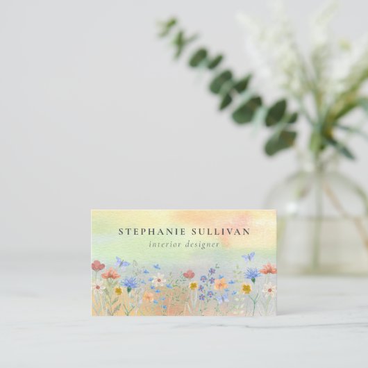 水彩ワイルドフラワーインテリアデザイナー 名刺 (スタンド正面)