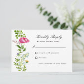水彩ワイルドフラワーウェディングRSVPカード 出欠カード (スタンド正面)