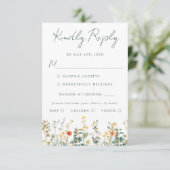 水彩ワイルドフラワーウェディングRSVPカード 出欠カード (スタンド正面)