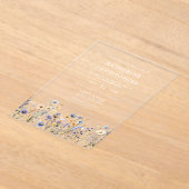 水彩ワイルドフラワーエレガントダスティブルー結婚ズ アクリル招待状 (レイダウン)