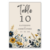 水彩ワイルドフラワーエレガントベージュ結婚ズ テーブルナンバー (正面)