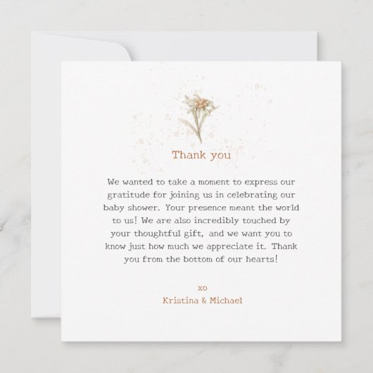 水彩ワイルドフラワーエーデルワイス サンキューカード (裏面)