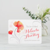 水彩ワイルドフラワーオレンジの結婚式の招待 招待状 (スタンド正面)
