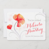 水彩ワイルドフラワーオレンジの結婚式の招待 招待状 (正面)