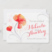 水彩ワイルドフラワーオレンジの結婚式の招待 招待状 (正面)