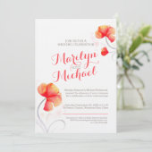 水彩ワイルドフラワーオレンジの結婚式の招待 招待状 (スタンド正面)