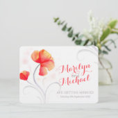 水彩ワイルドフラワーオレンジの結婚式の招待 招待状 (スタンド正面)