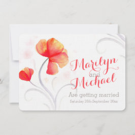 水彩ワイルドフラワーオレンジの結婚式の招待 招待状