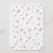 水彩ワイルドフラワーオンダーフルバタフライ誕生日 招待状 (裏面)