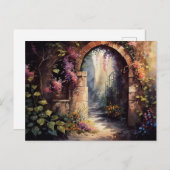 水彩ワイルドフラワーガーデンアーチ入り ポストカード (正面/裏面)