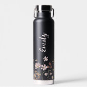 水彩ワイルドフラワーガーデンモノグラム名 ウォーターボトル (正面)