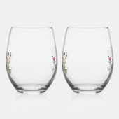 水彩ワイルドフラワーガーデン昆虫結婚式の引き出物 ステムなしワイングラス (左)