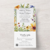 水彩ワイルドフラワーガーデン春の結婚式QRCode オールインワン招待状 (内側)