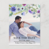 水彩ワイルドフラワーガーランド写真保存日時 ポストカード (正面)