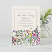 水彩ワイルドフラワークリームパープルマザーズデイ 招待状 (スタンド正面)