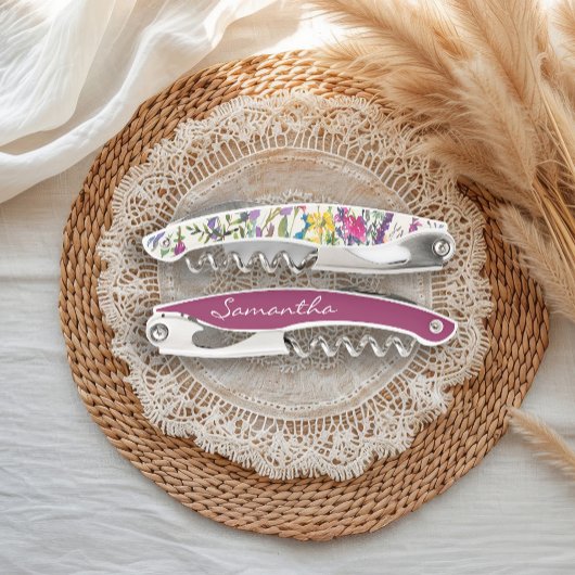 水彩ワイルドフラワークリーム花嫁プロポーザル ソムリエナイフ