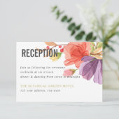 水彩ワイルドフラワーグリーン結婚式レセプション 招待状 (スタンド正面)