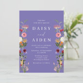 水彩ワイルドフラワーゴージャス結婚式招待状 招待状 (スタンド正面)