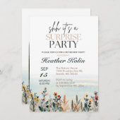 水彩ワイルドフラワーサプライズ退職パーティー 招待状 (正面/裏面)