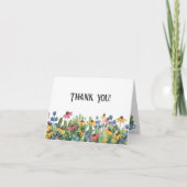 水彩ワイルドフラワーサンキューグリーティングカード カード (正面)