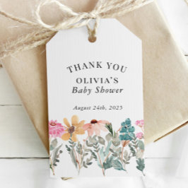 水彩ワイルドフラワーシャワーまたは誕生日メッセージカード ギフトタグ