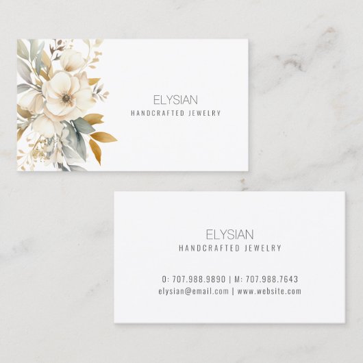 水彩ワイルドフラワージュエリーデザイナーアーティザン 名刺 (正面/裏面)