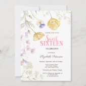 水彩ワイルドフラワースウィート16 招待状 (正面)