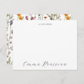 水彩ワイルドフラワースクリプトノート ノートカード (正面/裏面)